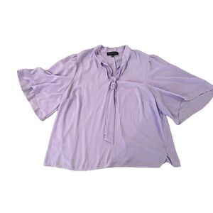 Eloquii Purple Dolman Sleeve Tie Front Blouse